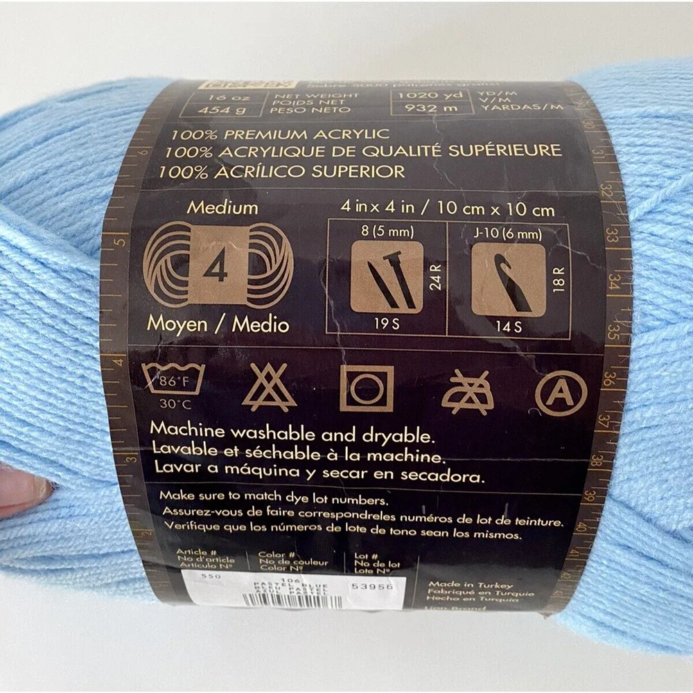 Lion Brand Yarn Pound of Love Worsted Pastel Blue 106 Skein 1020 yds 16oz
